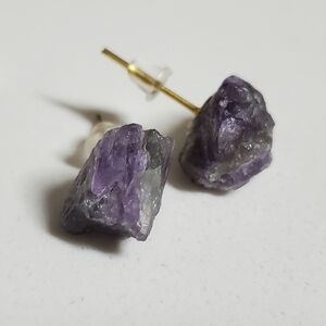 Raw Amethyst Stud Earrings